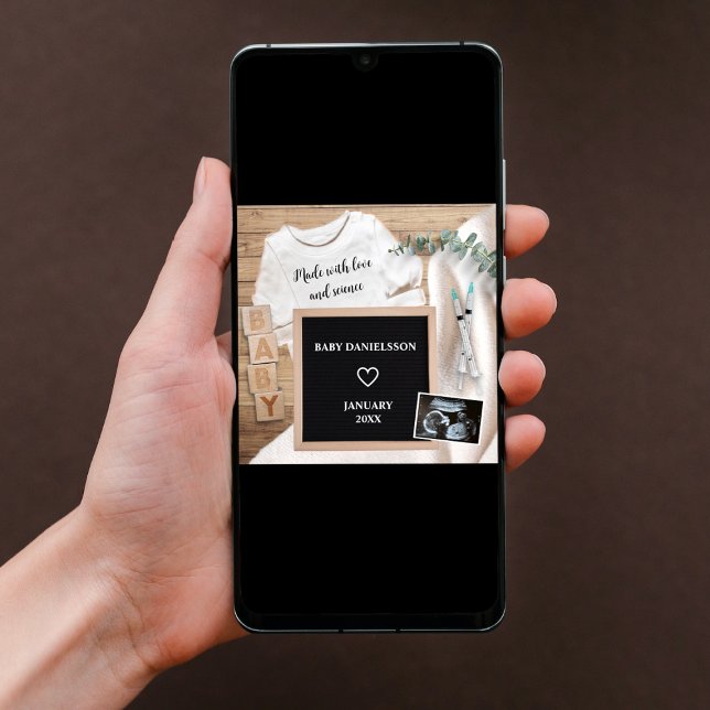 Anuncio FIV Hecho Con Amor Y Ciencia, Preganancia De Sonog (ivf photo pregnancy announcement digital pregnancy reveal made with love and science sonogram )