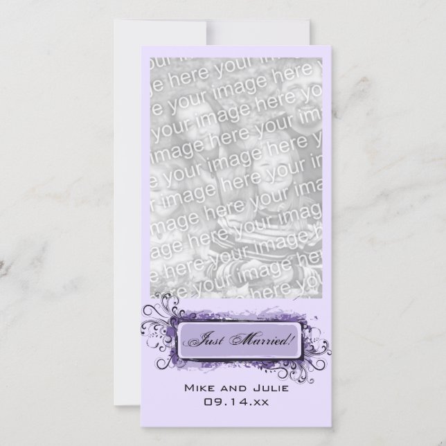 Anuncio Floral abstracta morada recién casada (Anverso)