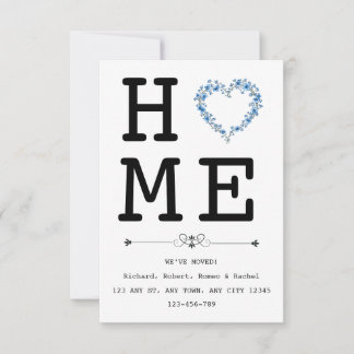 Anuncio Floral Blue Heart New Home Announcement