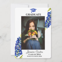 Anuncio floral de graduación Bluebonnets 