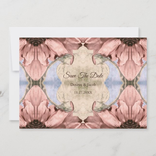 Anuncio Floral Rose Gold Blush Pink Save The Date (Anverso)