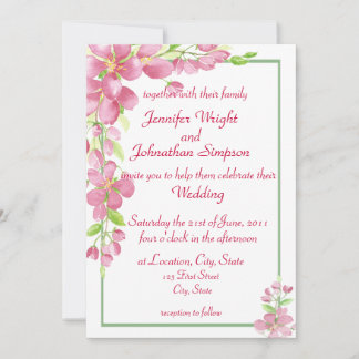 Anuncio Floral Verde Rosa de Cerezo Simple Elegante