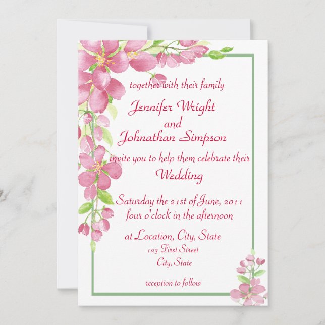 Anuncio  Floral Verde Rosa de Cerezo Simple Elegante  (Anverso)
