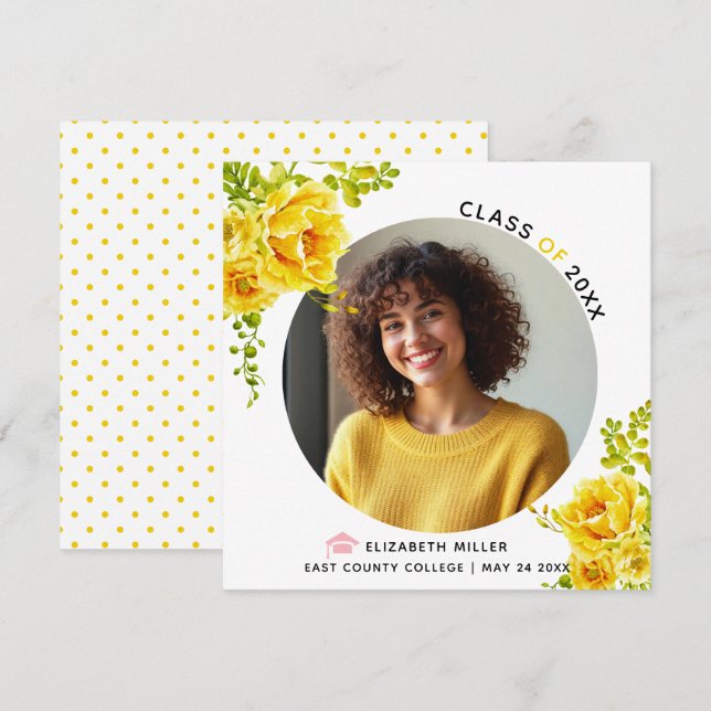 Anuncio Flores amarillas Clase de graduación 2025 (Anverso / Reverso)