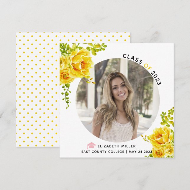 Anuncio Flores amarillas Clase de graduación 2025 (Anverso / Reverso)