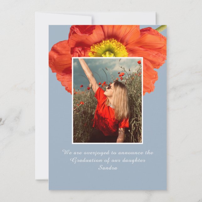 Anuncio Flores azul turquesa fotograma moderno graduación (Reverso)