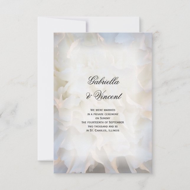 Anuncio Flores blancas: Matrimonio/Invitación de Elopement (Anverso)