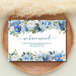 Anuncio Flores de Acuarela Azul Blanco Mudándose a Nuevo H