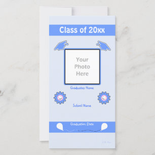 Anuncio Flores de graduación azules y tapas