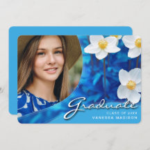 Flores De Guión Elegante Azul | Grado moderno de f