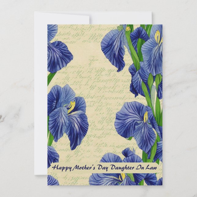 Anuncio Flores de iris azul Feliz Día de la Madre (Anverso)