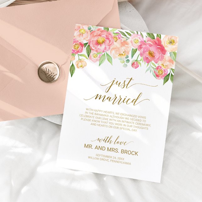 Anuncio Flores de peones rosas y recién casadas (Subido por el creador)