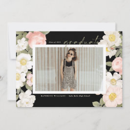 Anuncio Flores Pasadas en Pastel Negra Foto Graduación