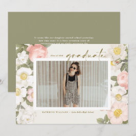 Anuncio Flores Pastel Vintage Foto Graduación Beige