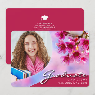 Anuncio Flores rosadas con guiones elegantes   Grado moder