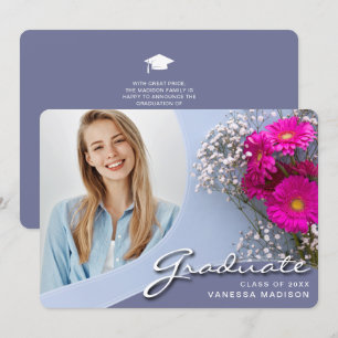 Anuncio Flores rosadas con guiones elegantes Grado moder