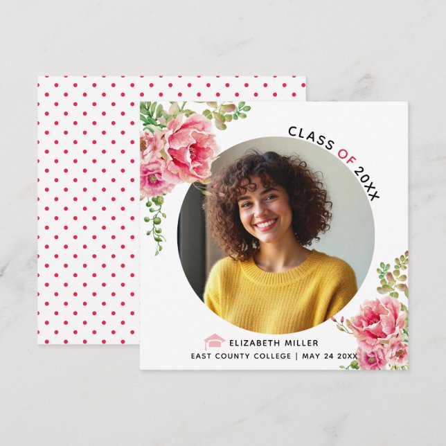 Anuncio Flores rosas Clase de graduación 2025 (Anverso / Reverso)