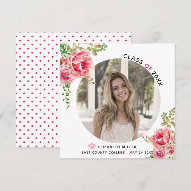 Anuncio Flores rosas Clase de graduación 2025 (Anverso / Reverso)