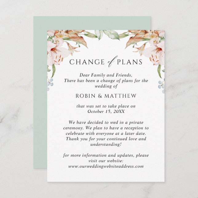 Anuncio Flores Terrosas Cambio de Planes de Boda Verdes (Anverso / Reverso)