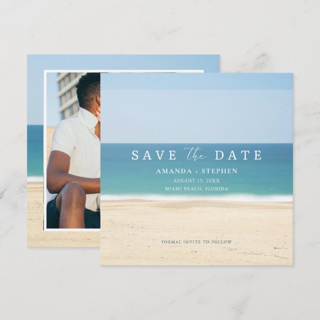 Anuncio Florida Beach Photo Wedding Salva la fecha (Anverso / Reverso)