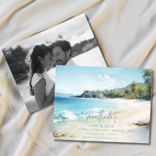 Anuncio Florida Beach Wedding Photo Save the Date (Florida Beach Wedding Photo Save the Date)