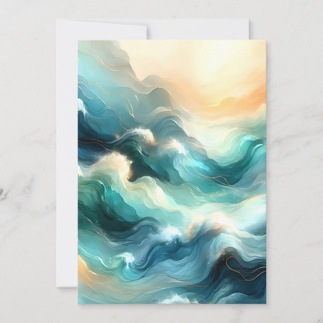 Anuncio Flujo de Océano Dorado Ondas Abstractas (Anverso)