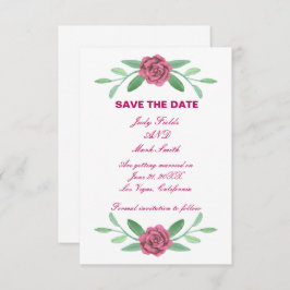 Anuncio Foliage Floral Pink Save the Date Card