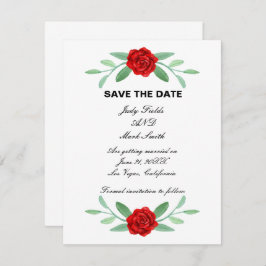 Anuncio Foliage Red Floral Greeneration Save the Date Card