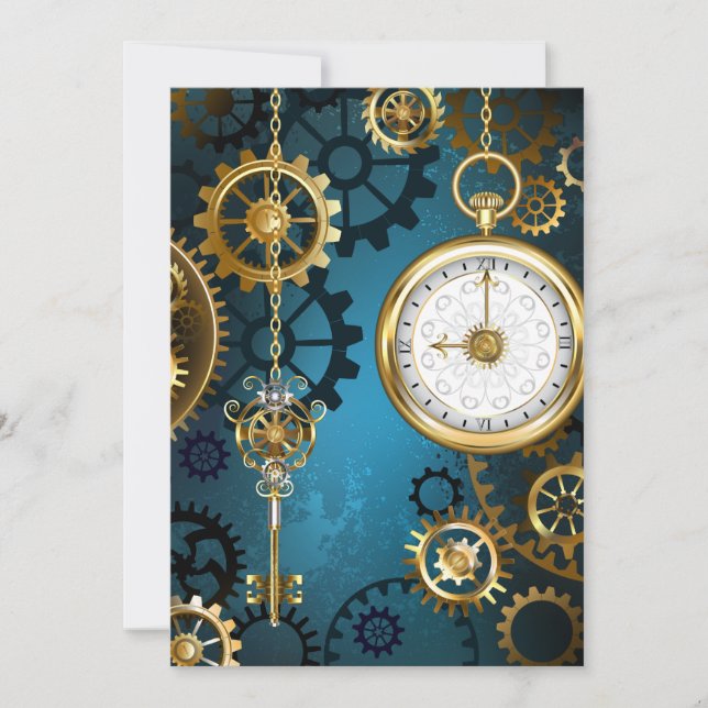 Anuncio Fondo de turquesa steampunk con engranajes (Anverso)