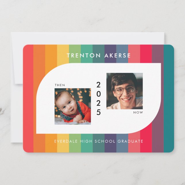 Anuncio Forma geométrica retro colorida Foto graduada (Anverso)