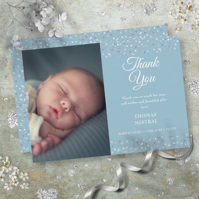 Anuncio Foto: Baby Boy Script Gracias A Love Hearts Birth (Photo Baby Boy Script Thank You Love Hearts Birth Announcement)