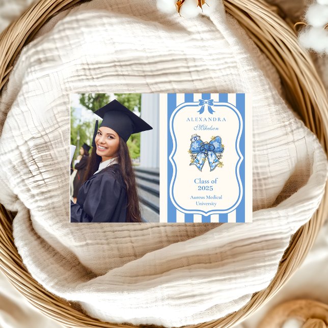 Anuncio Foto Blue Toile Bow Coquette Enfermería School Gra (Subido por el creador)