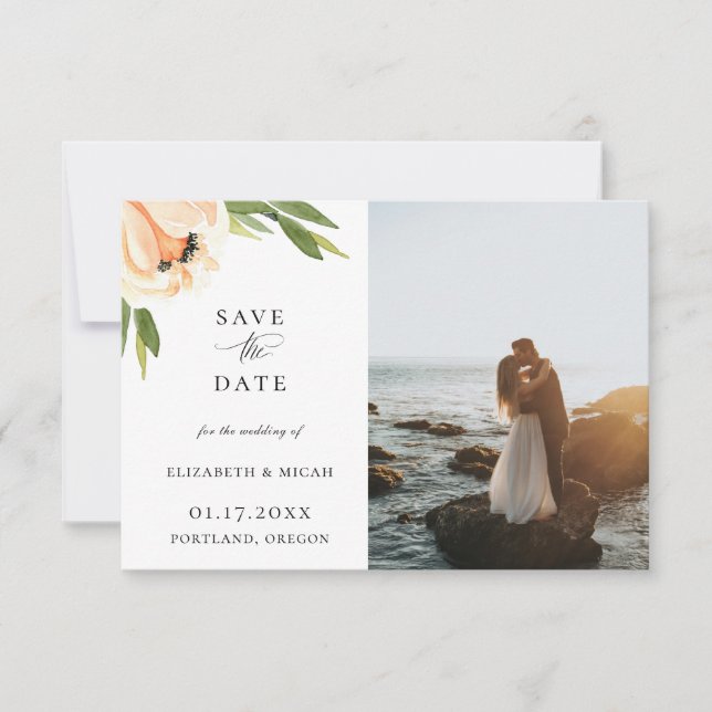 Anuncio Foto Botánica De Peach Save The Date (Anverso)