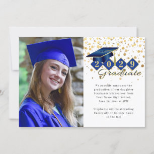 Anuncio Foto clásica de graduación de oro azul