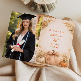 Anuncio Foto Coqueta Lazo Calabaza Graduación Otoño