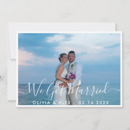 Anuncio Foto de boda con guión blanco de Modern We Got Mar