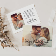 Foto de boda con letra script negra moderna cepill