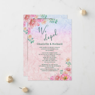 Anuncio Foto de boda floral en acuarela verde y rosa chic