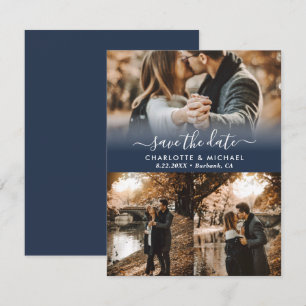Anuncio Foto de Boda moderno azul marino Save the Date Car