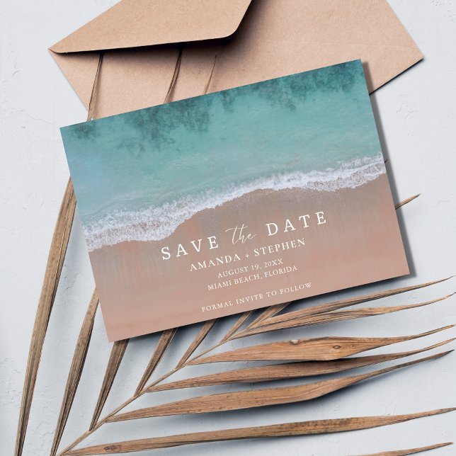 Anuncio Foto de bodas de destino de playa (Beach Destination Wedding Photo Save the Date)