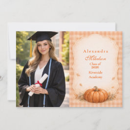 Anuncio Foto de calabaza de gingham rústico de graduación