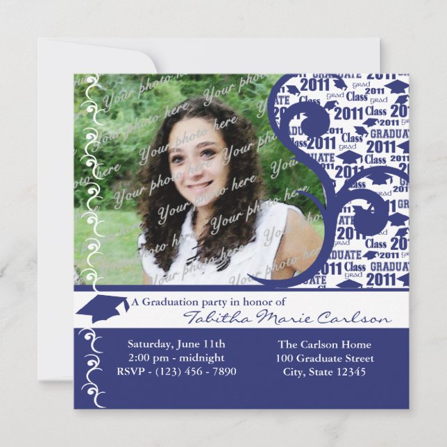 Anuncio Foto de cierre de graduación de 2011/ Azul marino (Anverso)