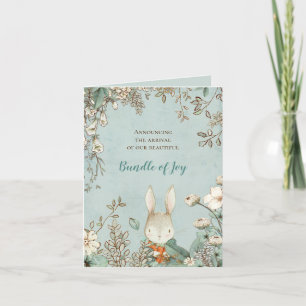 Anuncio Foto de conejita de época Florals Green Boy Birth