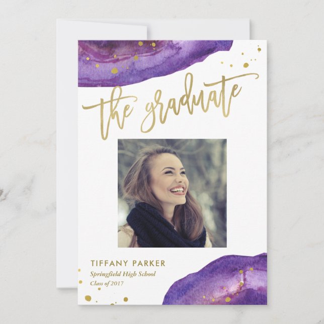 Anuncio Foto de fiesta de graduación con geoda de oro fals (Anverso)