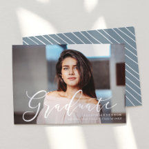 Foto de graduación azul de pizarra de guión mordaz