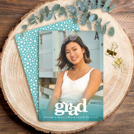 Anuncio Foto de graduación azul turquesa atrevido moderno