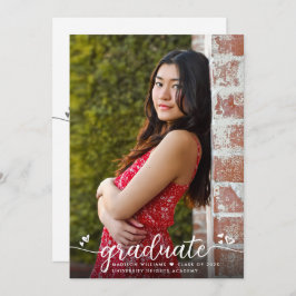 Anuncio Foto de graduación Corazones de caligrafía moderna