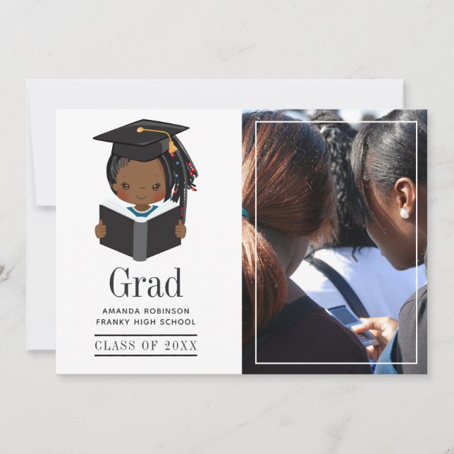 Anuncio Foto de graduación de Chica afroamericano (Anverso)