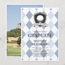 Foto de graduación de golf moderna azul y negra