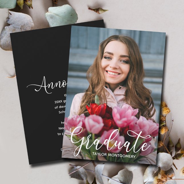 Anuncio Foto de graduación de guión simple (Simple Script Graduation Photo Announcements)